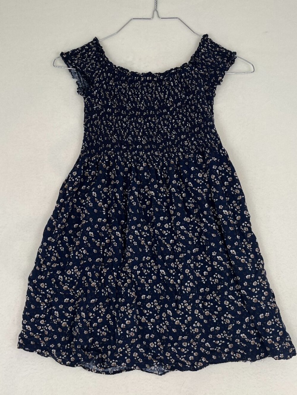Brandy Melville Navy Floral Smocked Mini Dress One Size